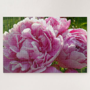 Pink Peony photo cottage farmhouse floral garden Jigsaw Puzzle