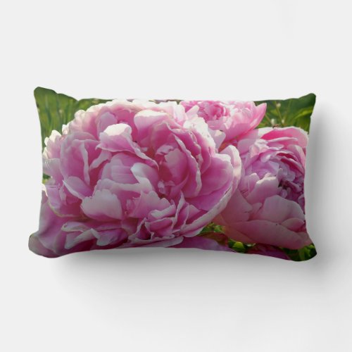 Pink Peony photo cottage farmhouse floral garden Lumbar Pillow
