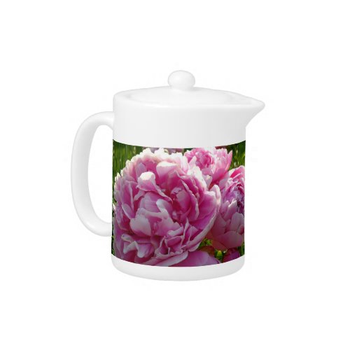 Pink Peony photo cottage farmhouse floral garden Teapot