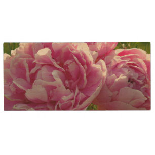 Pink Peony photo cottage farmhouse floral garden Wood USB Flash Drive