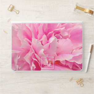 Pink Peony Photo - Monogrammed HP Laptop Skin