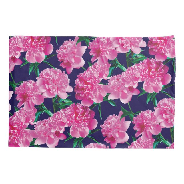 Pink Peony Photo Pattern Romantic Girly Modern Pillow Case (Back)