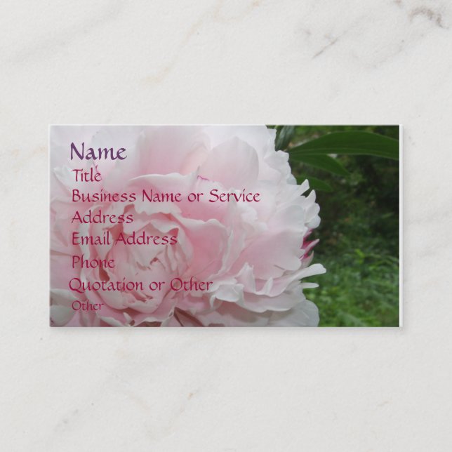 Pink Peony Profile/Business Card (Front)