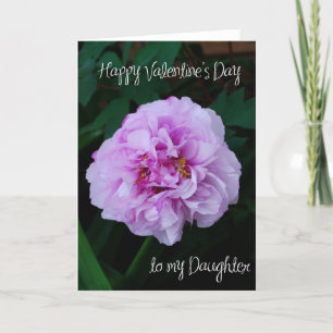 pink peony rose valentine to my daughter holiday card