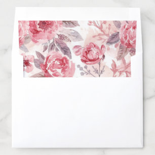 Pink Peony Rose Watercolor Floral Garden Envelope Liner