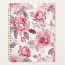 Pink Peony Rose Watercolor Floral Garden