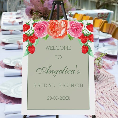 Pink Peony Sage Green Bridal Brunch Welcome Sign