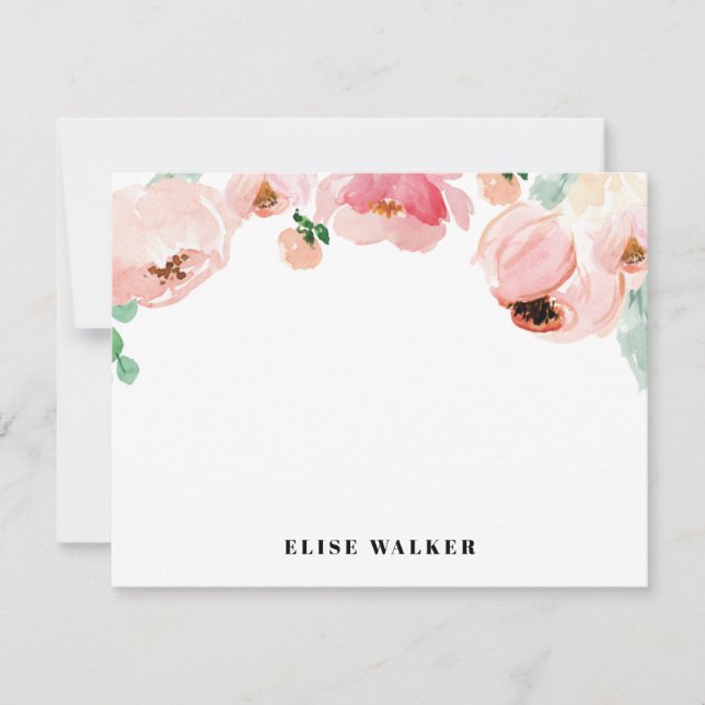 Pink Peony Spring Floral | Personalized Stationery Invitation (Front)