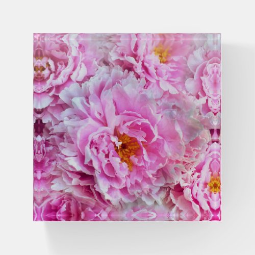 Pink Peony Summer Floral Bouquet Paperweight
