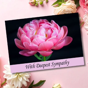Pink Peony Sympathy Condolence Card