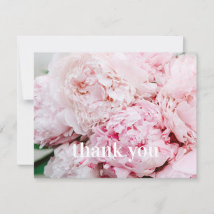 Pink Peony Thank You Flat Card