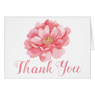 Pink Peony Thank You Floral Flowers Peonies Cards