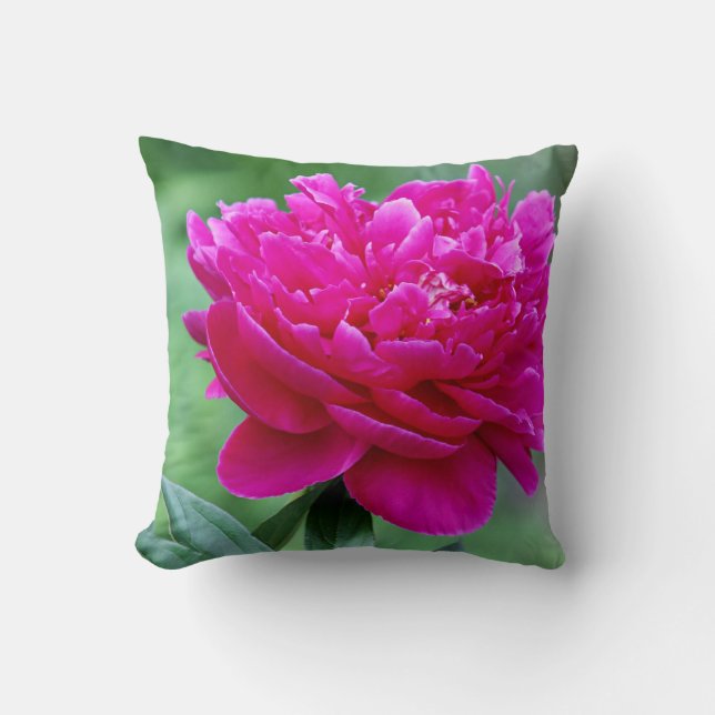 Pink peony throw pillow (Front)