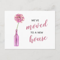 Pink Peony Vase We Have Moved New Address Moving Postcard
