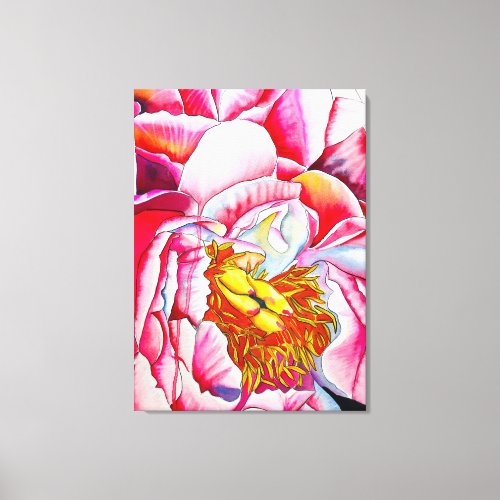 Pink Peony watercolor fine art Canvas Print