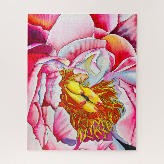 Pink Peony watercolor fine art Jigsaw Puzzle (Vertical)