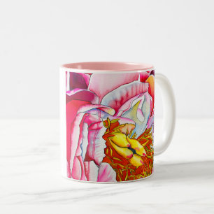 Pink Peony watercolor fine art Two-Tone Coffee Mug