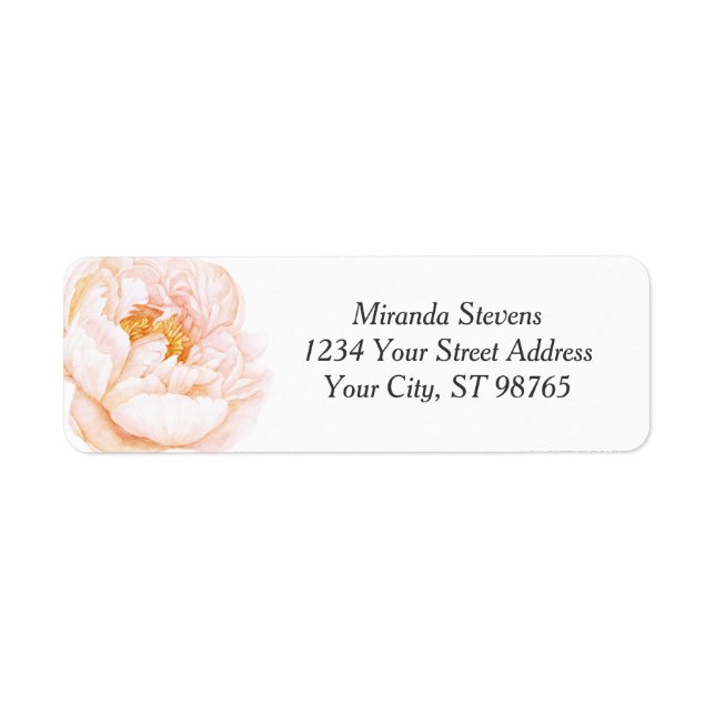 Pink Peony Watercolor Floral Label (Front)