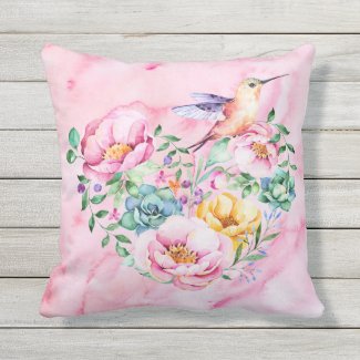Pink Peony Watercolor Heart