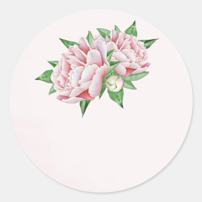 Pink Peony Wedding Favor Stickers (Front)