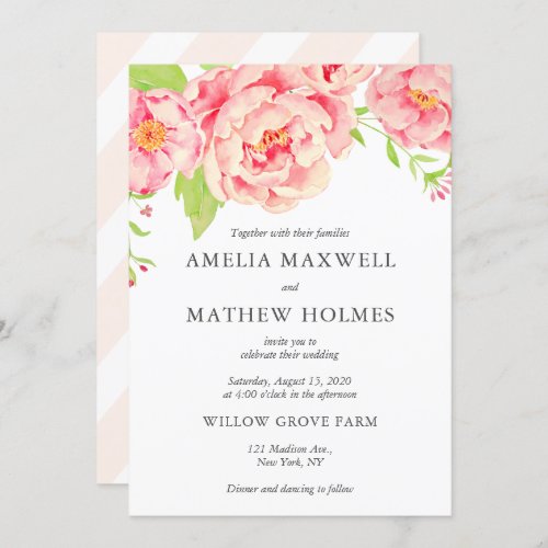 Pink Peony Wedding Invitation