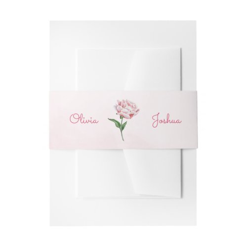 Pink Peony Wedding Invitation Belly Bands Invitation Belly Band