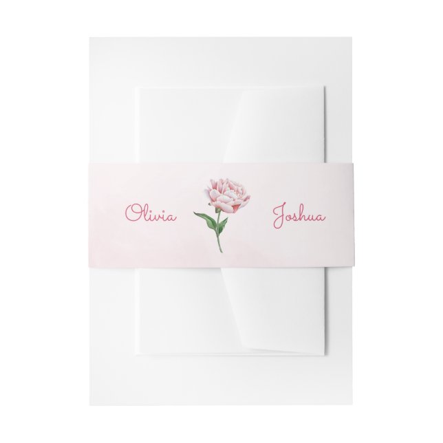 Pink Peony Wedding Invitation Belly Bands Invitation Belly Band (Front Example)