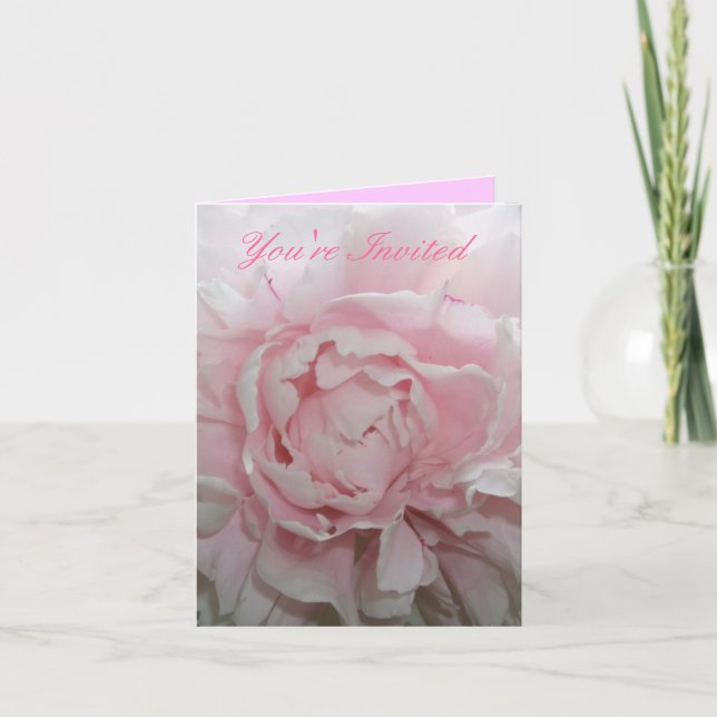 Pink Peony Wedding Invitation Template (Front)