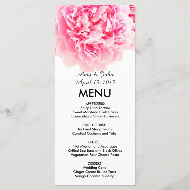 Pink peony wedding many peony3 menu (Front)
