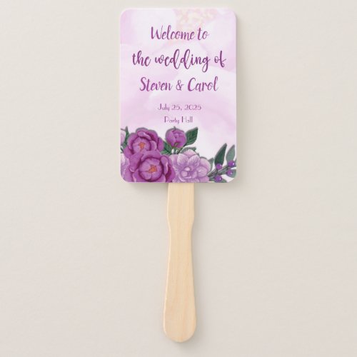 Pink peony Wedding Program Hand Fan