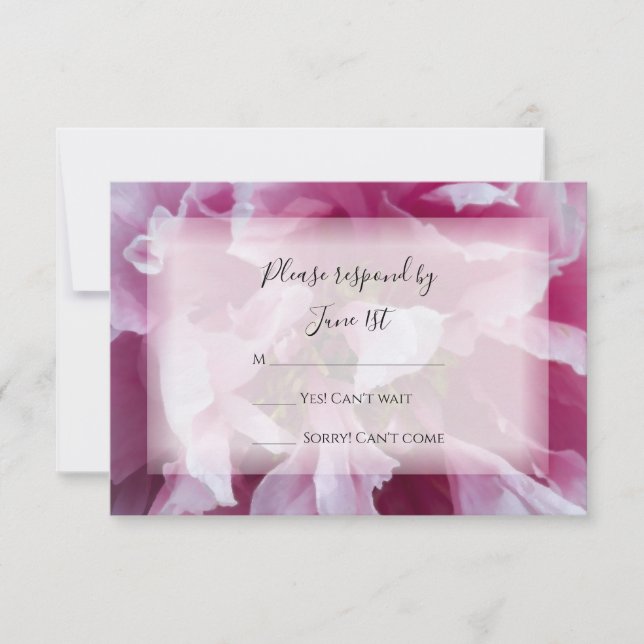 Pink Peony Wedding RSVP Response Card (Front)