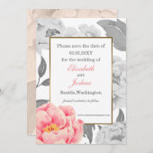 Pink Peony wedding save the date (Front/Back)