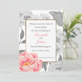 Pink Peony wedding save the date (Standing Front)