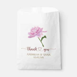 Pink Peony Wedding Thank You Favor Bag