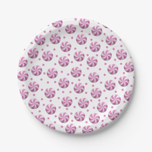 Pink Peppermint Candy Paper Plates
