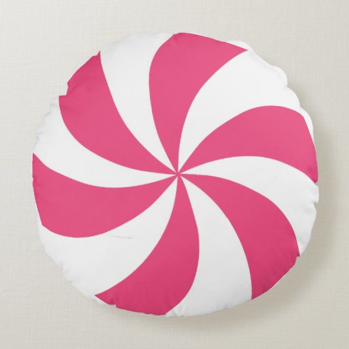 Pink Peppermint Round Pillow