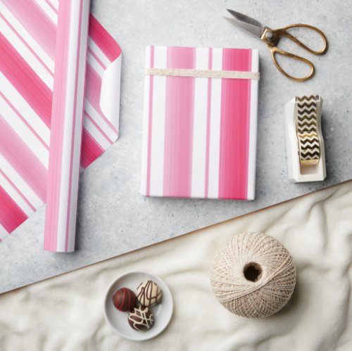 Pink Peppermint Stripe Wrapping Paper