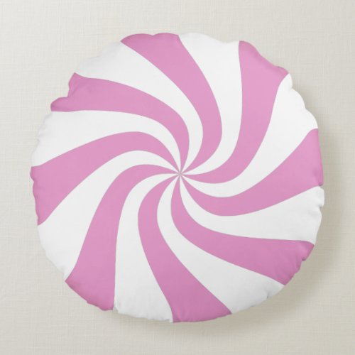 Pink Peppermint Swirl Candy Pouf Pillow