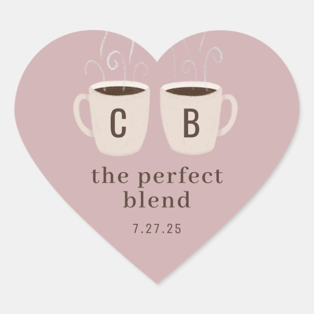 Pink Perfect Blend Couple Mugs Favor Heart Sticker (Front)
