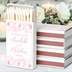 Pink Perfect Match Floral Wedding Matchboxes