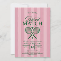 Pink Perfect Match Tennis Bridal Shower Invitation