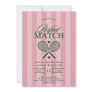 Pink Perfect Match Tennis Bridal Shower Invitation