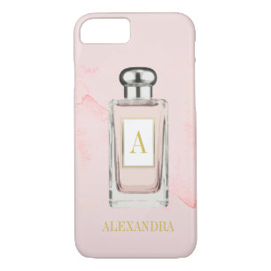 Pink Perfume Bottle Chic French Monogram Personal iPhone 8/7 Case