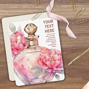 Pink Perfume Bottle Flat Note Card