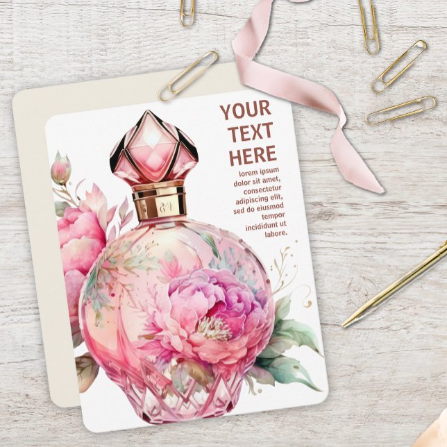 Pink Perfume Bottle Flat Note Card (Creator Uploaded)