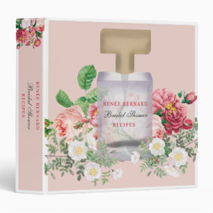 Pink Perfume Bottle Floral Bridal Shower Recipe 3 Ring Binder