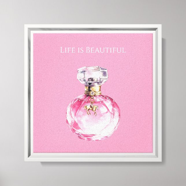 Pink Perfume Bottle Horse Charm Canvas Print (Front)