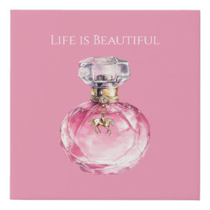 Pink Perfume Bottle Horse Charm Faux Canvas Print