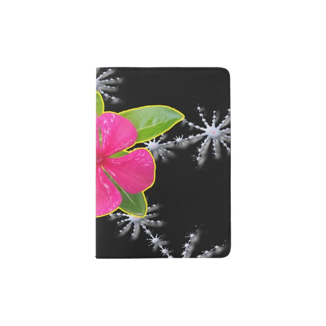 Pink Periwinkle Fractal Splash Passport Holder (Front)