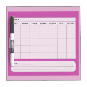 Pink Perpetual Calendar Dry-Erase Board